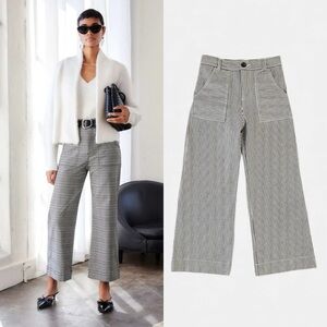 Fifteen Twenty Rilee Crop Wide Leg Trouser Pants High Rise Striped Jeans Size 4